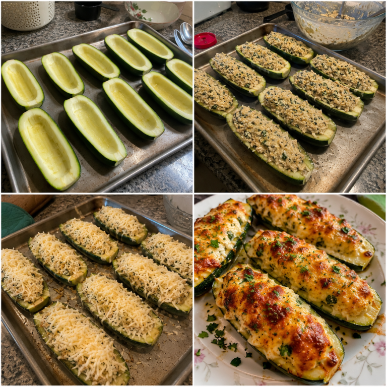 Cheesy Baked Stuffed Zucchini Boats