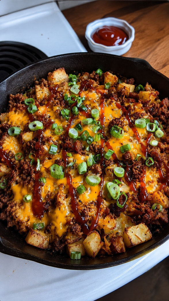 Cheesy Beef and Potato Skillet