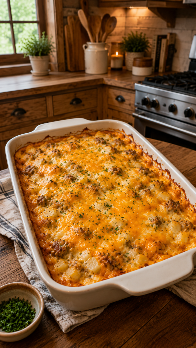 Cheesy Ground Beef and Potato Casserole