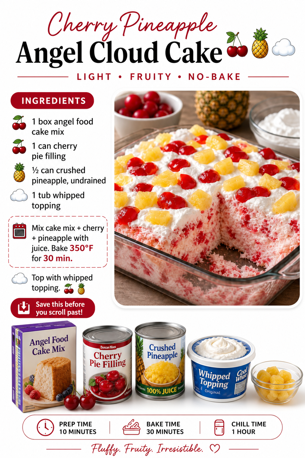 Cherry Pineapple Angel Cloud Cake