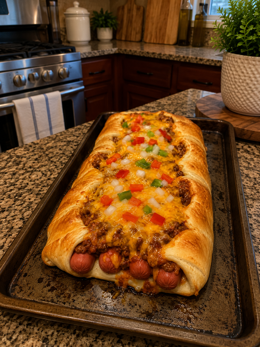 Chili Cheese Dog Casserole 1 Chili Cheese Dog Casserole