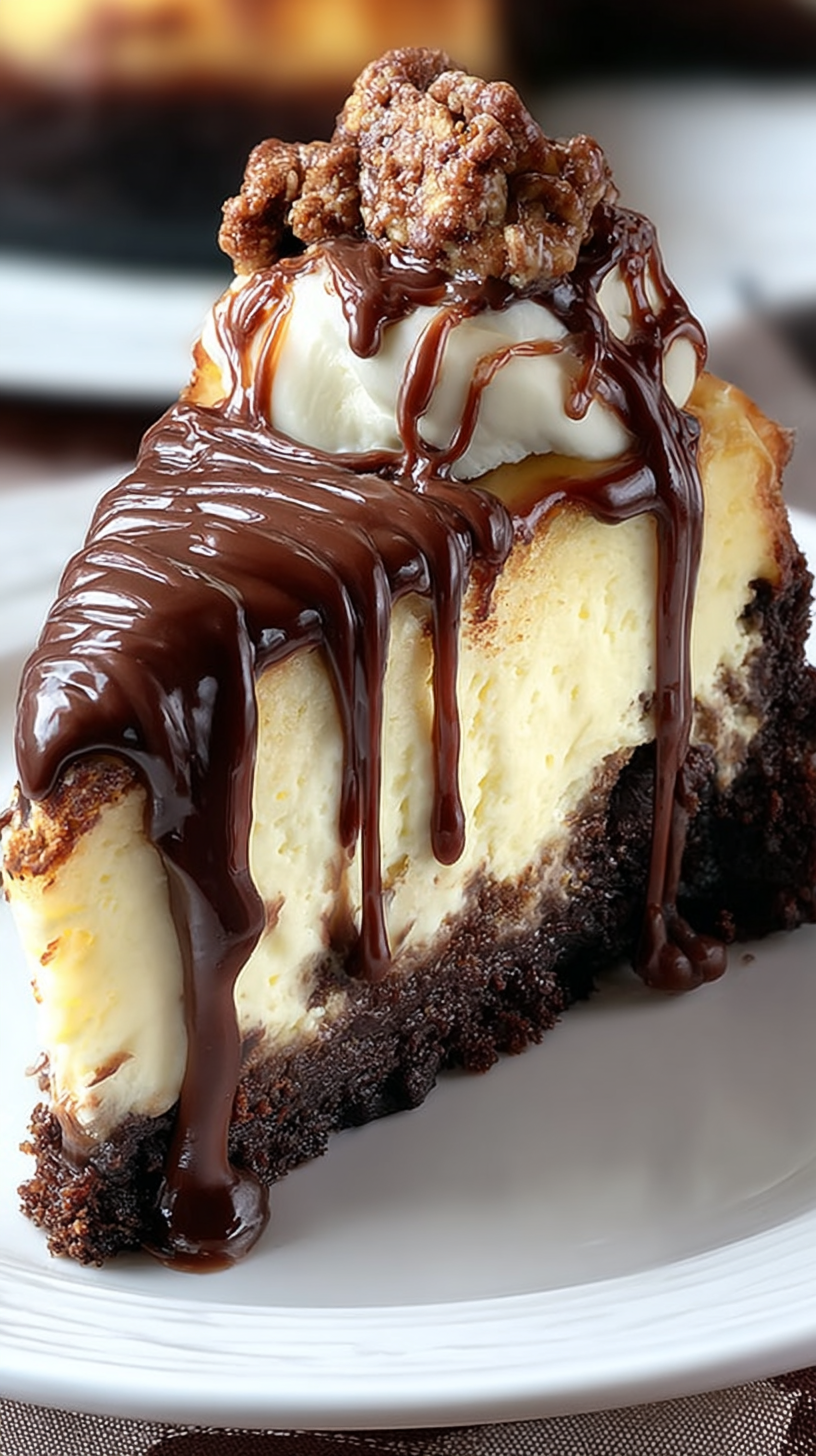 Chocolate Oreo Crust Cheesecake Recipe | Fudge Drizzle 1 Chocolate Oreo Crust Cheesecake with Fudge Drizzle