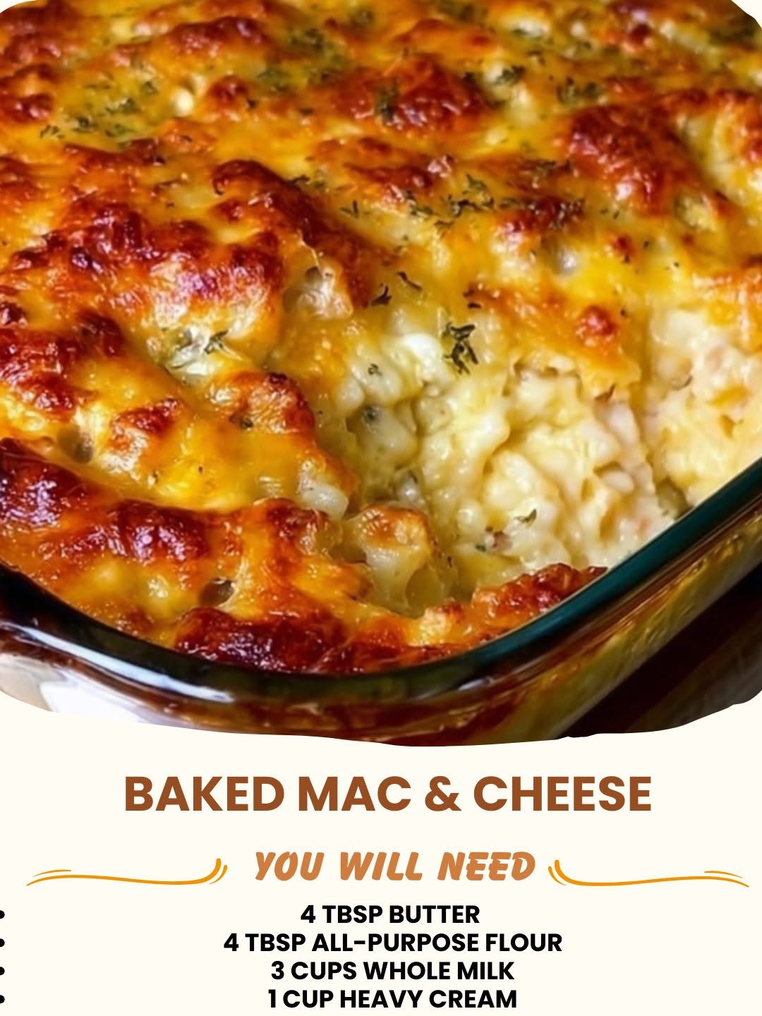 Classic Baked Mac & Cheese 1 Classic Baked Mac & Cheese in a baking dish