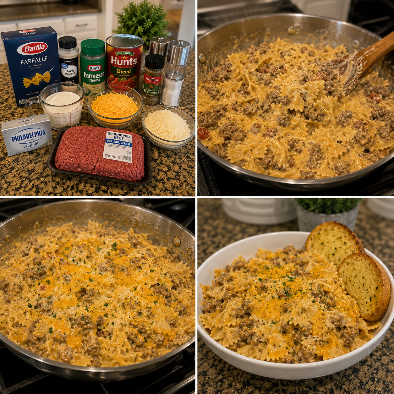Creamy Ground Beef and Farfalle Pasta 1 Creamy Ground Beef and Farfalle Pasta