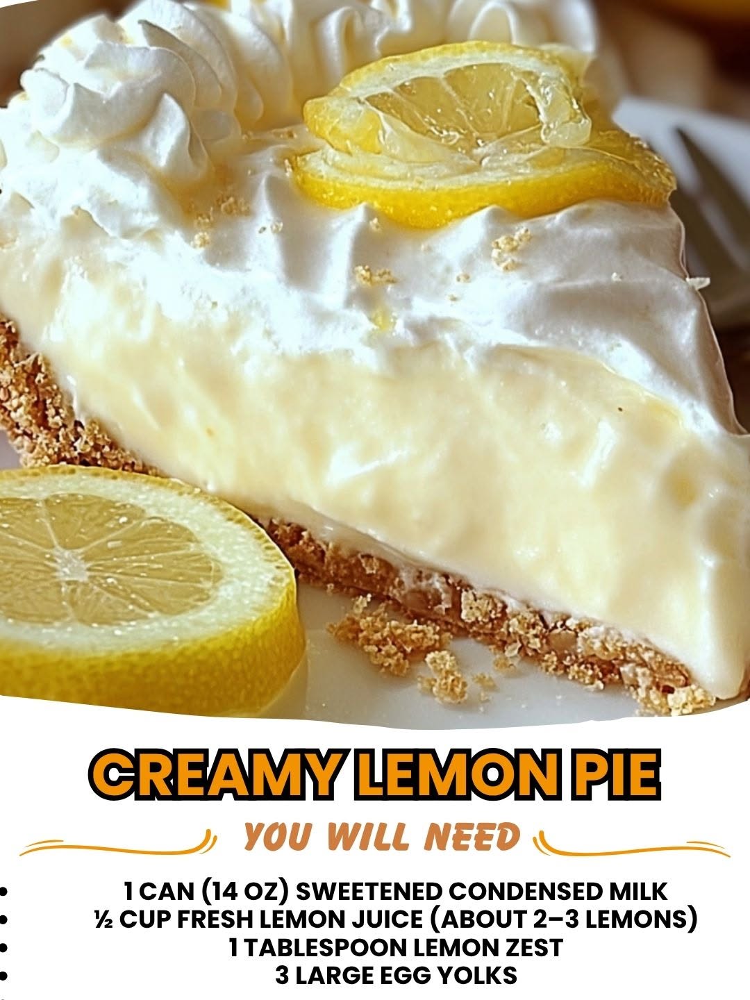 Creamy Lemon Pie 1 Creamy lemon pie with smooth filling and golden crust