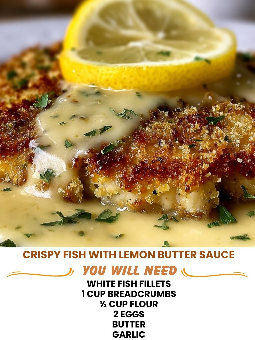 Crispy Fish with Lemon Butter Sauce 1 Crispy fish fillet with lemon butter sauce
