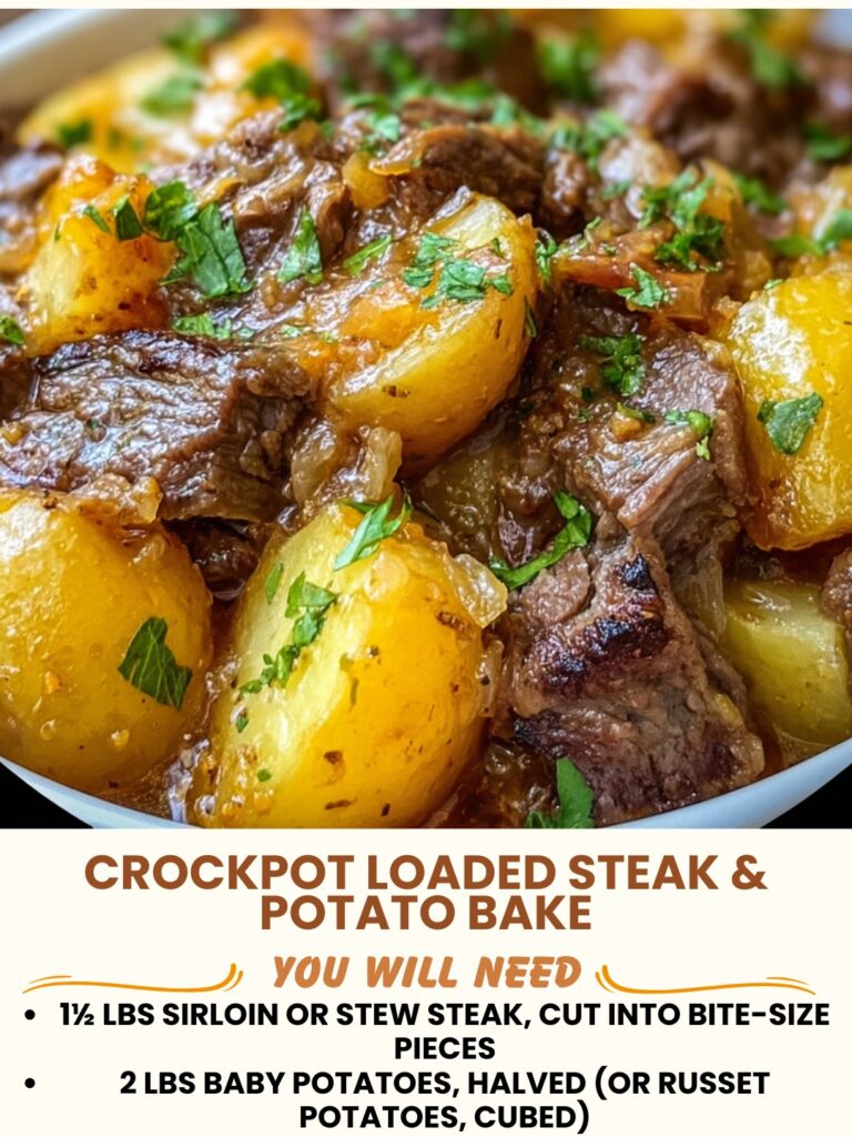 Crockpot Loaded Steak & Potato Bake