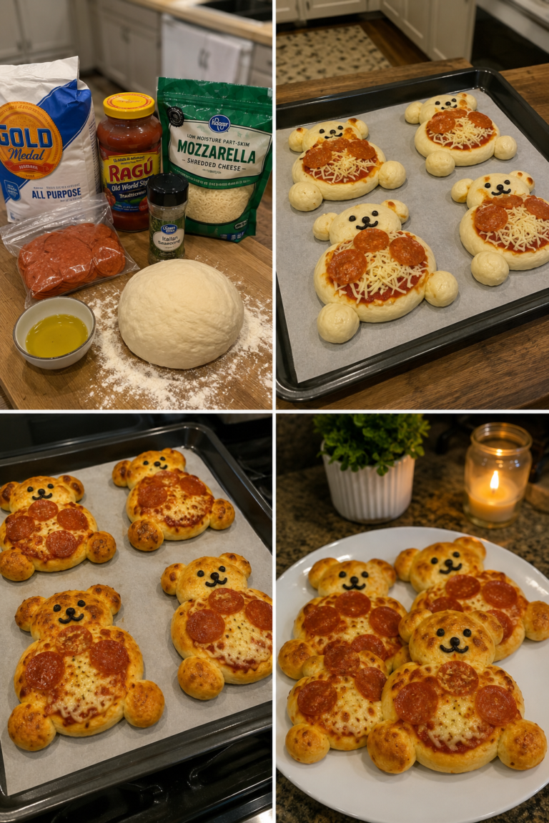 Cute Bear-Shaped Mini Pizzas