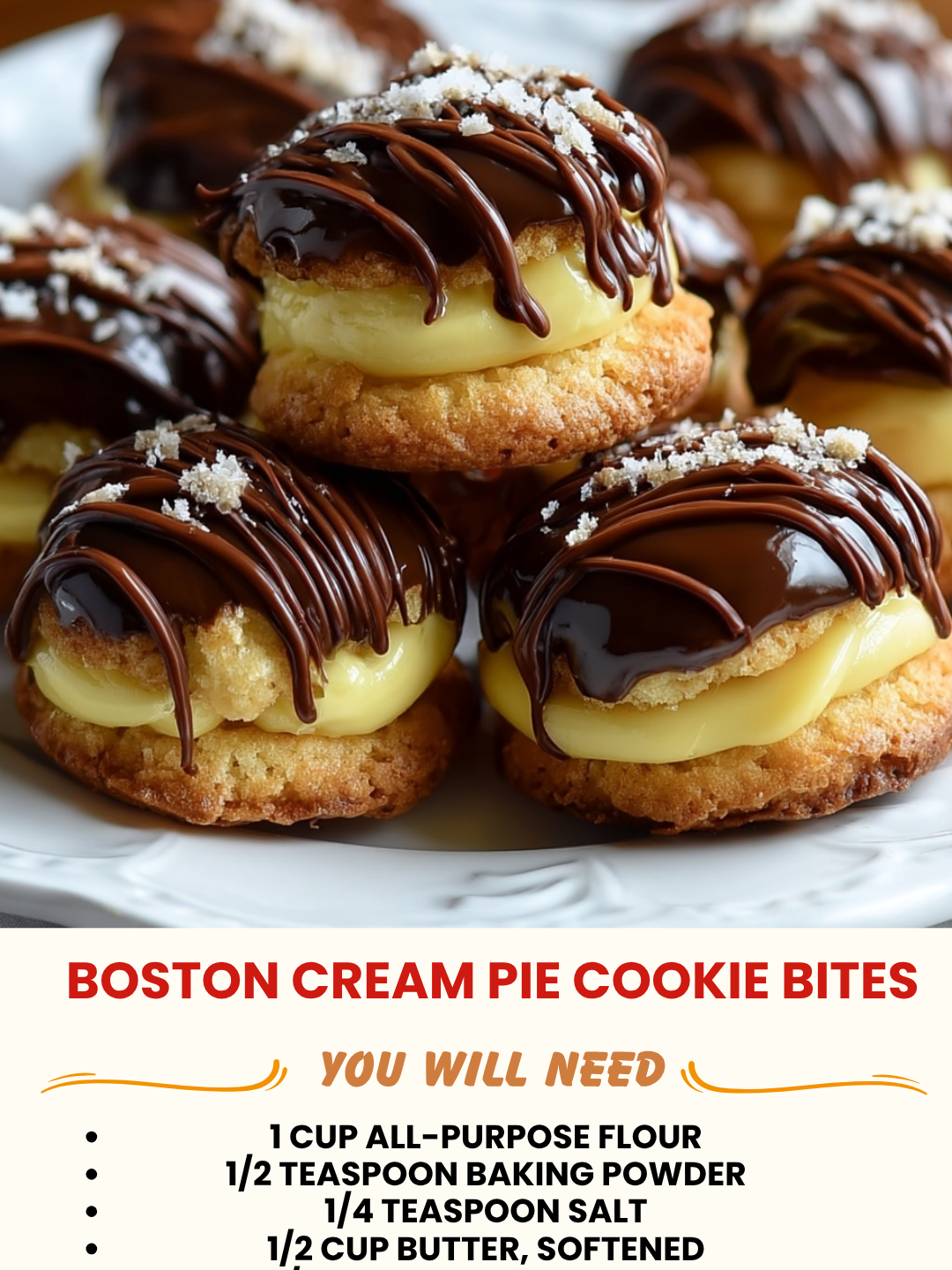 Delicious Boston Cream Pie Cookie Bites