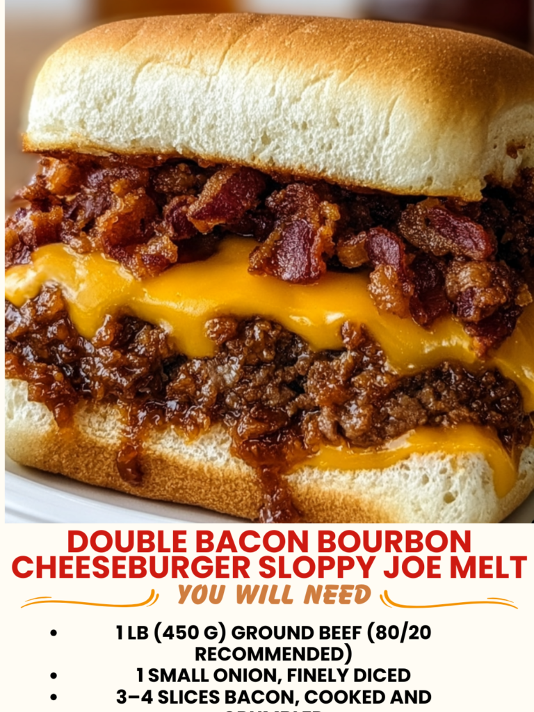 Double Bacon Bourbon Cheeseburger Sloppy Joe Melt