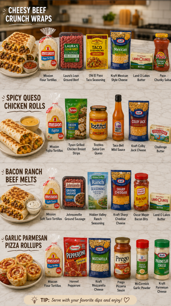 Cheesy Tortilla Wraps & Rollups | Quick Recipes 1 Easy Cheesy Tortilla Wraps & Rollups
