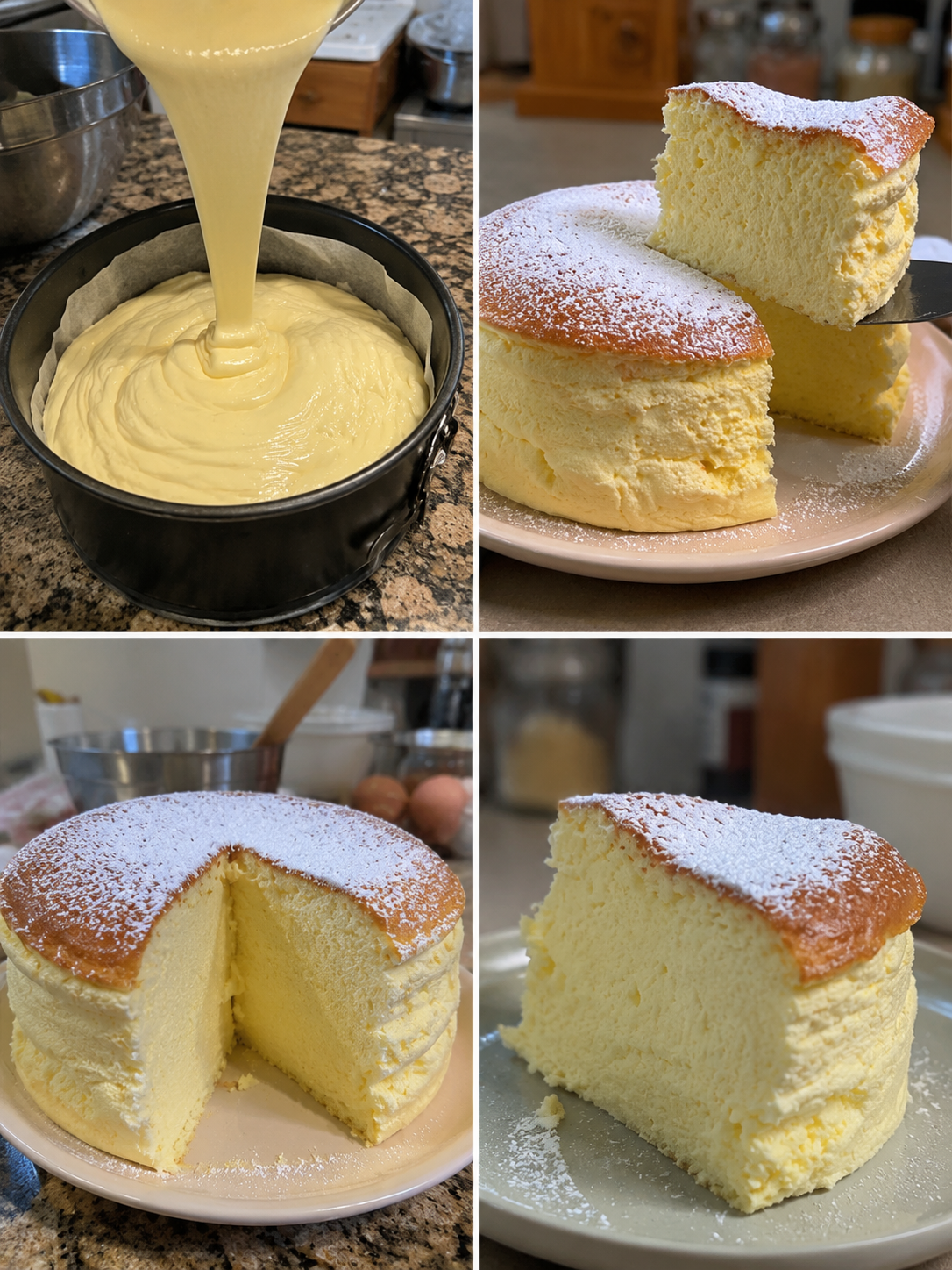 Fluffy Japanese Cheesecake 1 Fluffy Japanese cheesecake with golden top