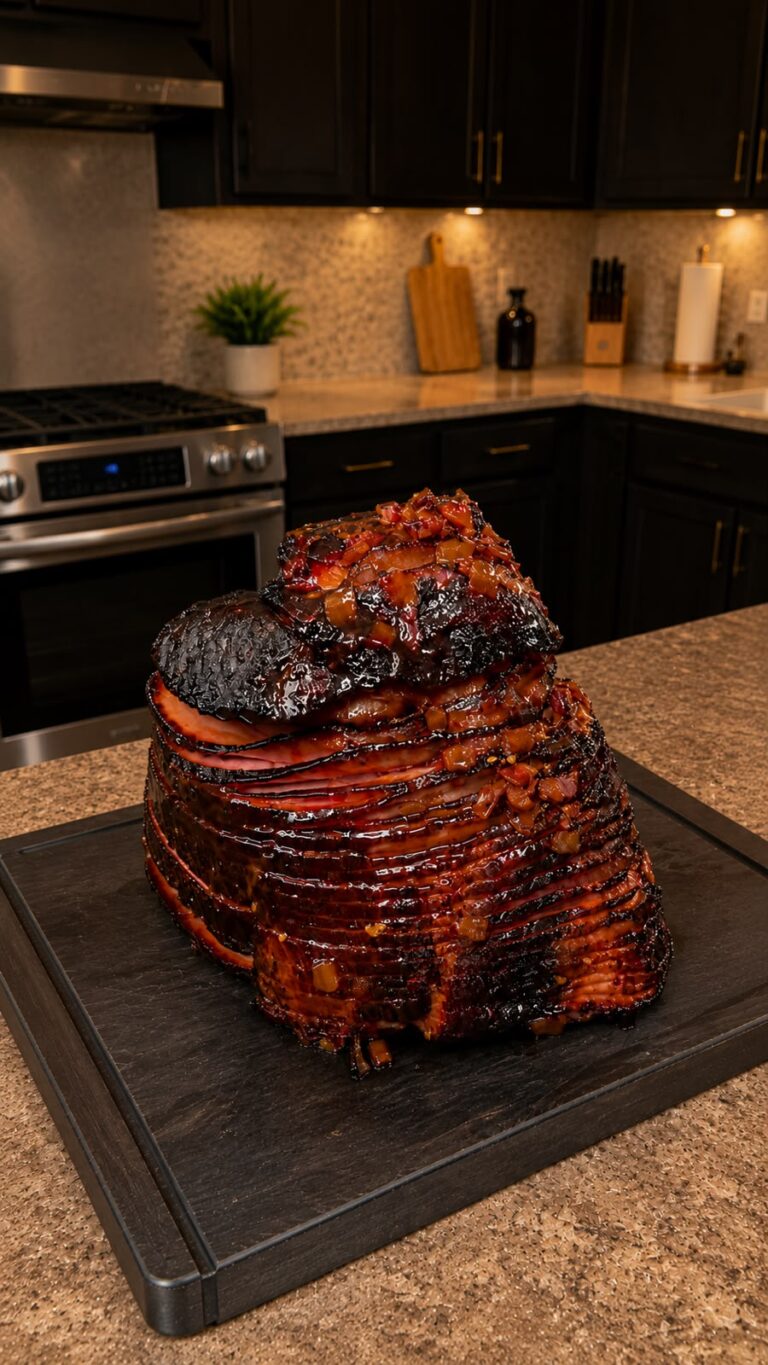 Glazed Spiral Ham with Pineapple and Bacon