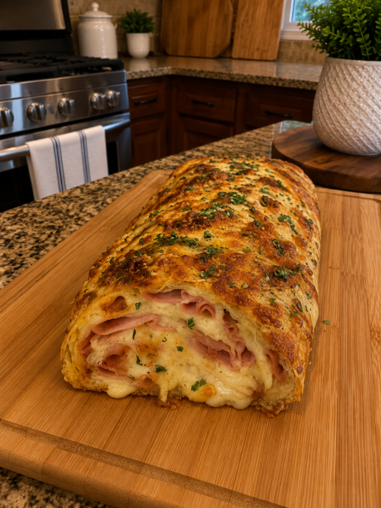 Ham and Cheese Puff Pastry Roll