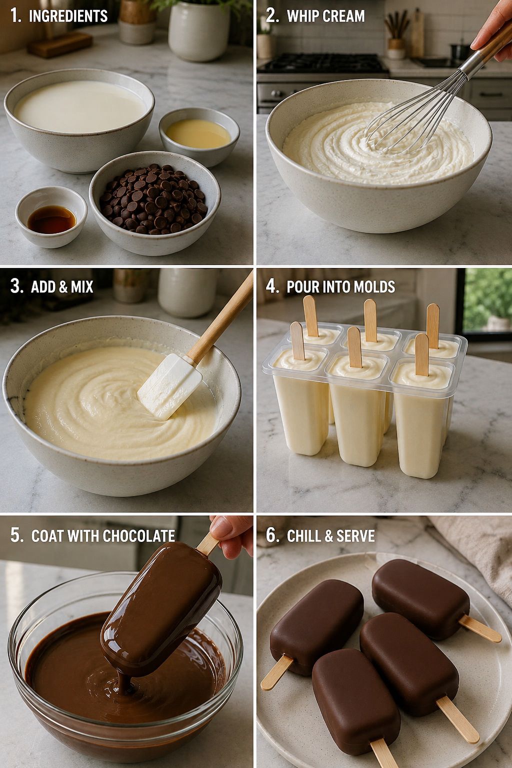 Homemade Chocolate Cream Popsicles Recipe 1 Homemade Chocolate-Coated Cream Popsicles