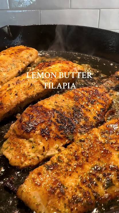 Lemon Butter Tilapia served on a plate