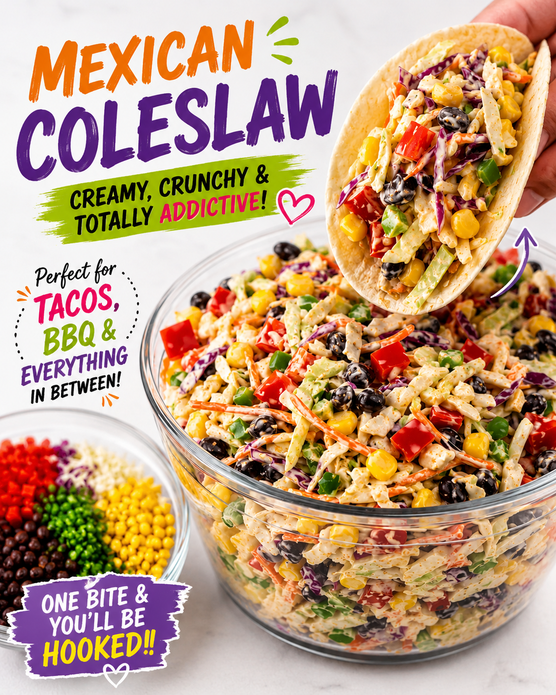 Mexican Coleslaw 1 Mexican coleslaw with shredded cabbage and lime dressing