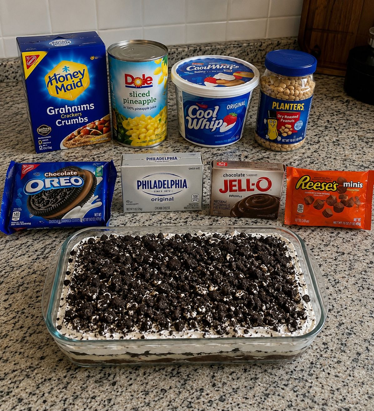 No-Bake Oreo Dessert with Pineapple and Peanut Topping 1 No-Bake Oreo Dessert with Pineapple and Peanut Topping