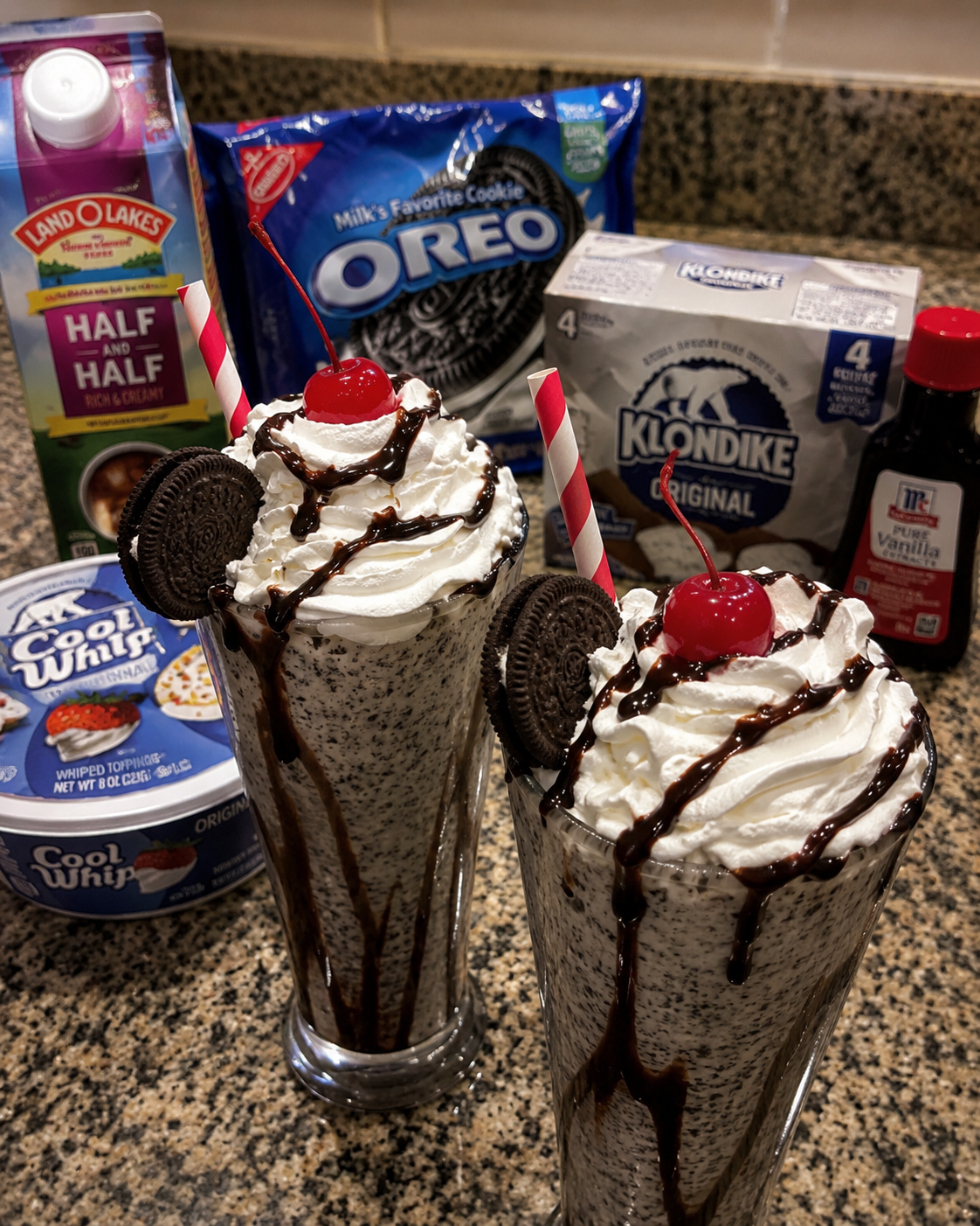 Oreo Klondike Milkshake with Whipped Cream and Cherry 1 Oreo Klondike Milkshake with Whipped Cream and Cherry