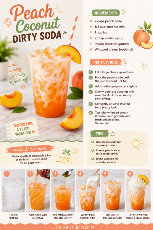 Peach Coconut Dirty Soda 1 Peach Coconut Dirty Soda