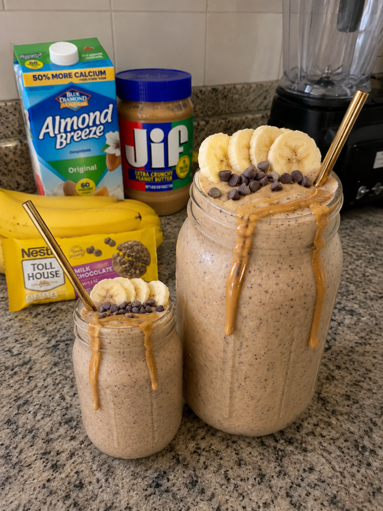 Peanut Butter Banana Chocolate Chip Smoothie