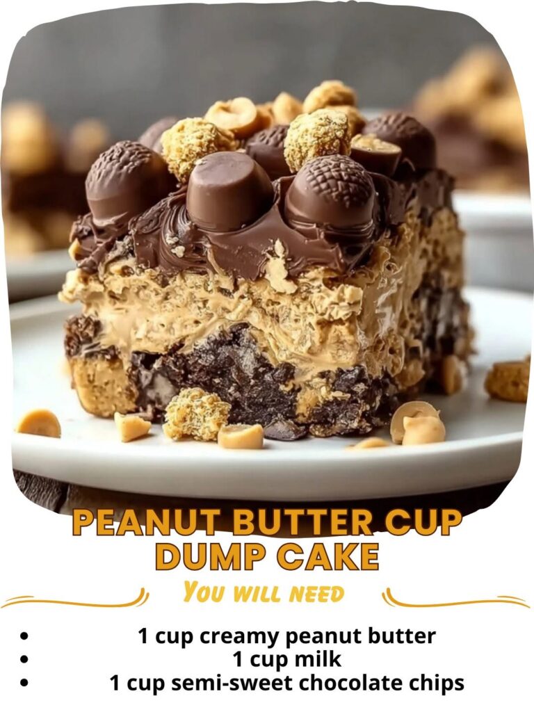 Peanut Butter Cup Dump Cake with chocolate and peanut butter layers