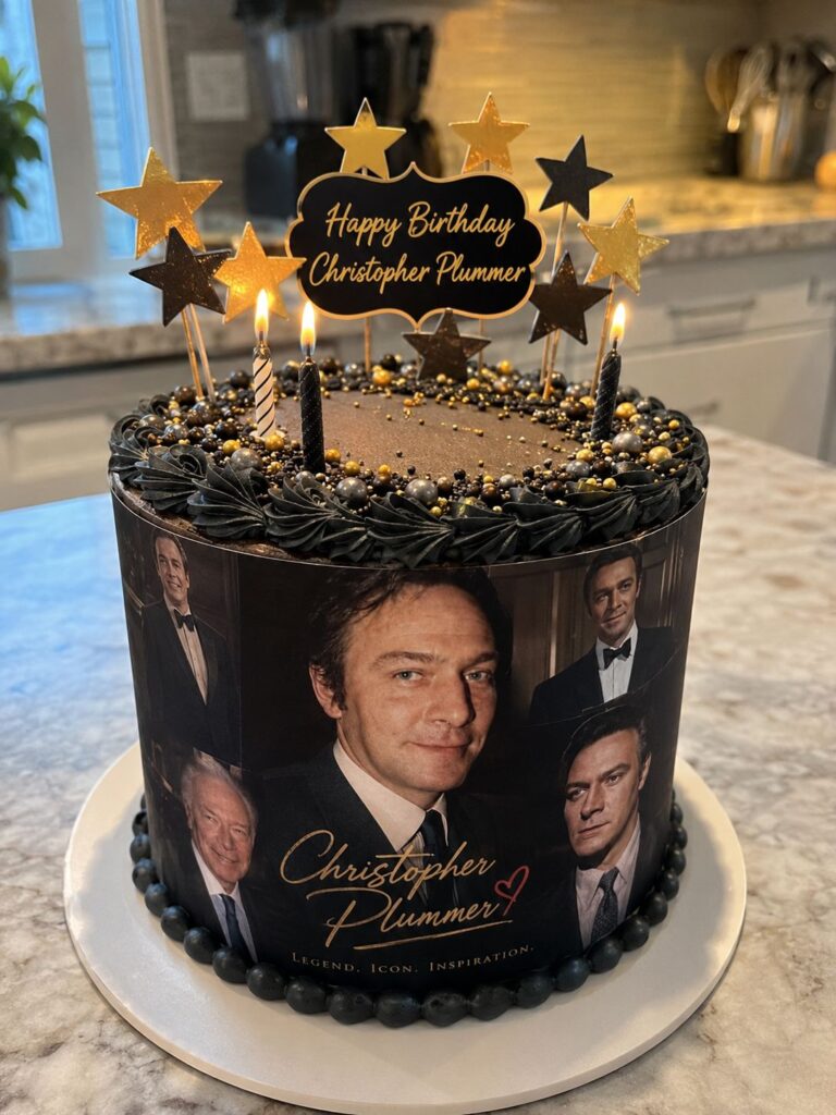 Photo Birthday Cake Black and Gold
