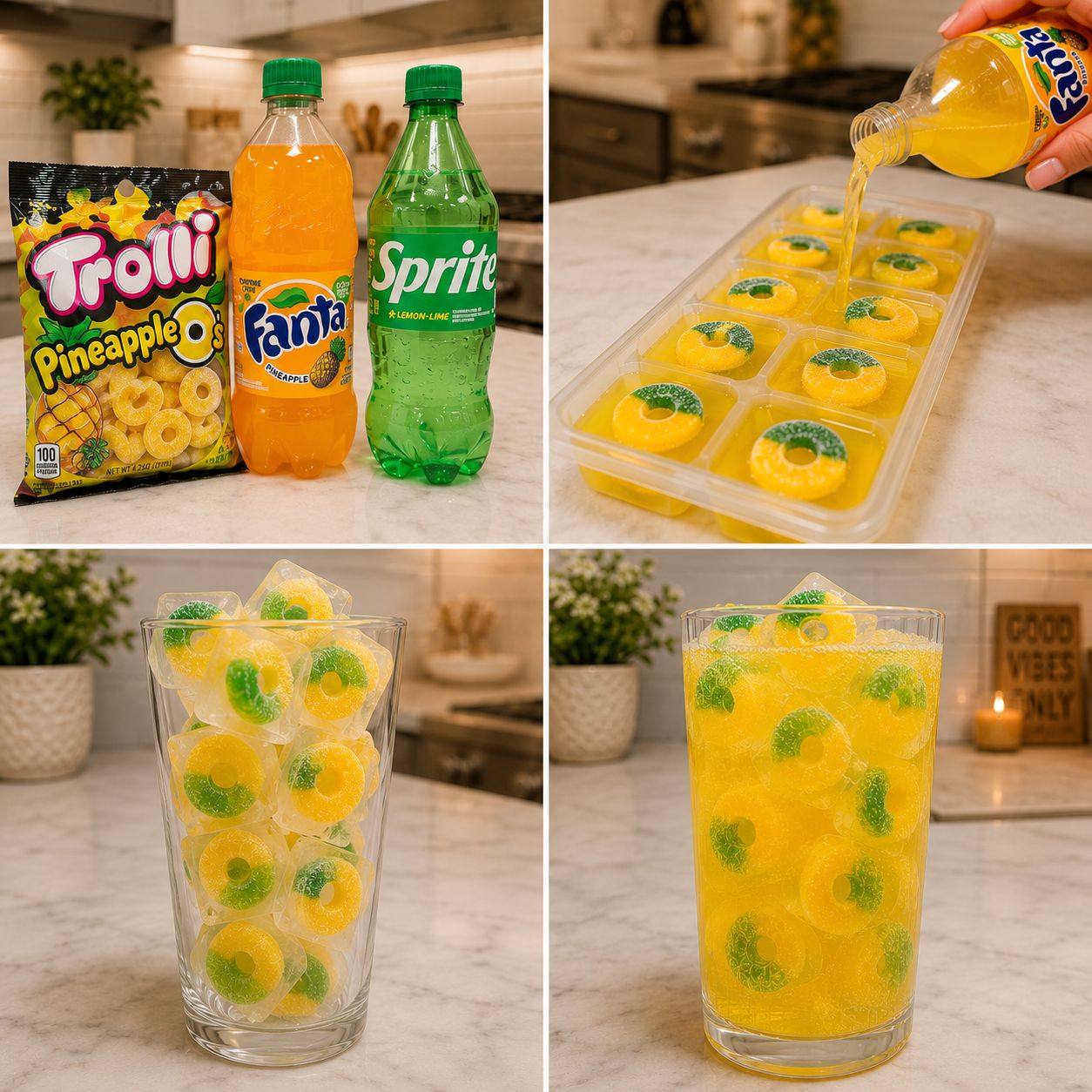 Pineapple Gummy Candy Ice Cubes Drink Recipe 1 Pineapple Gummy Candy Ice Cubes Drink