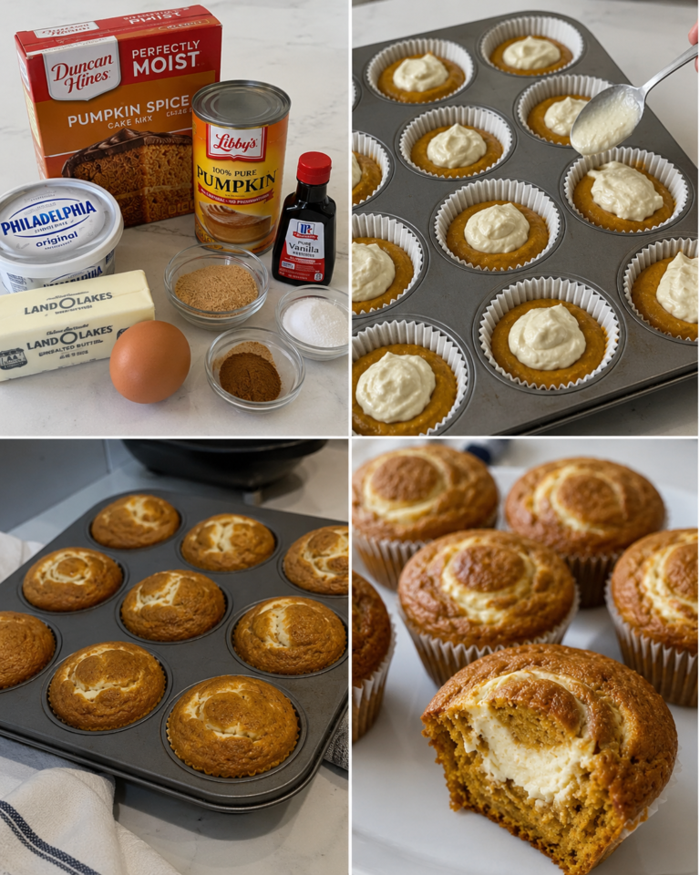 Pumpkin Spice Muffins with Cream Cheese Swirl