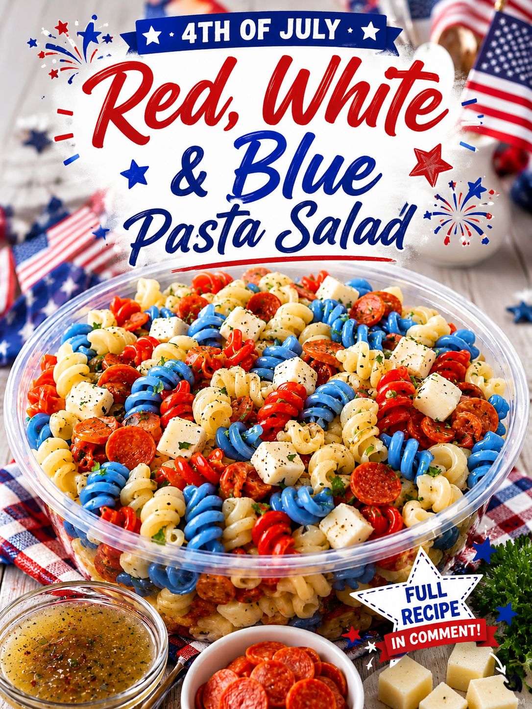 Delectable Red, White & Blue Pasta Salad for Summer Fun 2 Red, White & Blue Pasta Salad