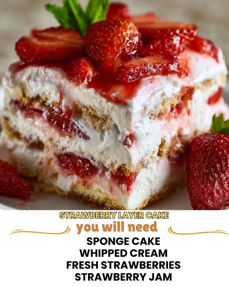 Strawberry layer cake with fresh strawberries and frosting