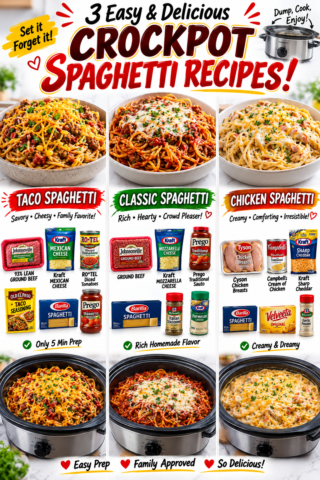 3 Easy & Delicious Crockpot Spaghetti Recipes 1 3 Easy & Delicious Crockpot Spaghetti Recipes