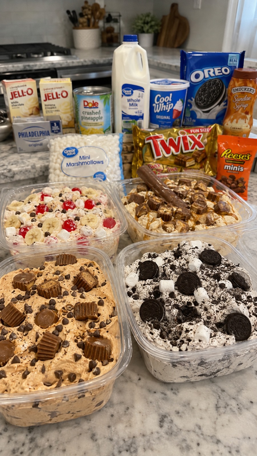 Assorted Dessert Salads and Pudding Dishes 1 Assorted Dessert Salads and Pudding Dishes