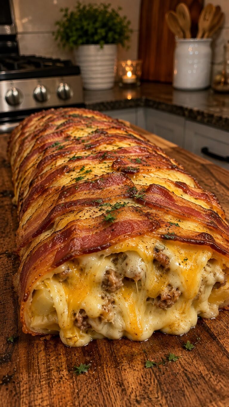 Bacon Wrapped Cheesy Meatloaf