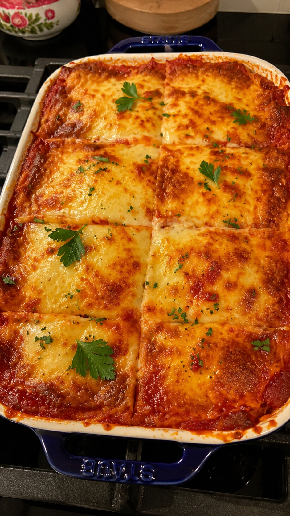 Baked Lasagna with Melted Cheese and Parsley 1 Baked Lasagna with Melted Cheese and Parsley