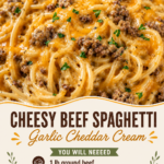 cheesy beef spaghetti with garlic cheddar cream 1
