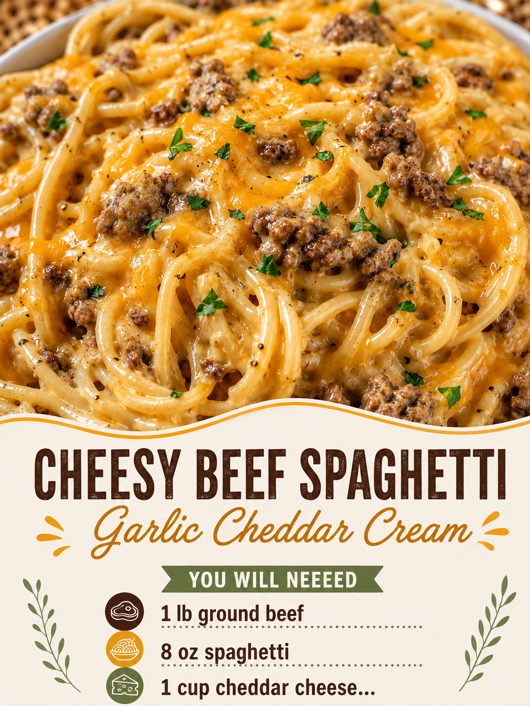 Cheesy Beef Spaghetti with Garlic Cheddar Cream 1 Cheesy Beef Spaghetti with Garlic Cheddar Cream