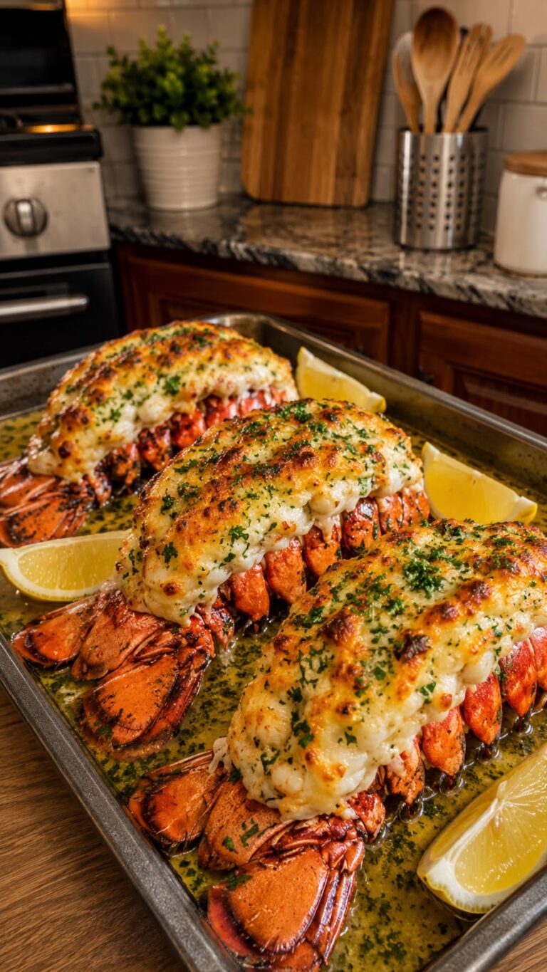 Cheesy Garlic Butter Lobster Tails