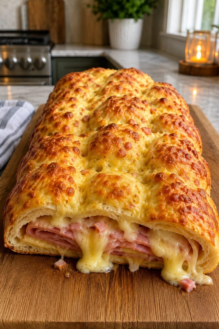 Cheesy ham stromboli