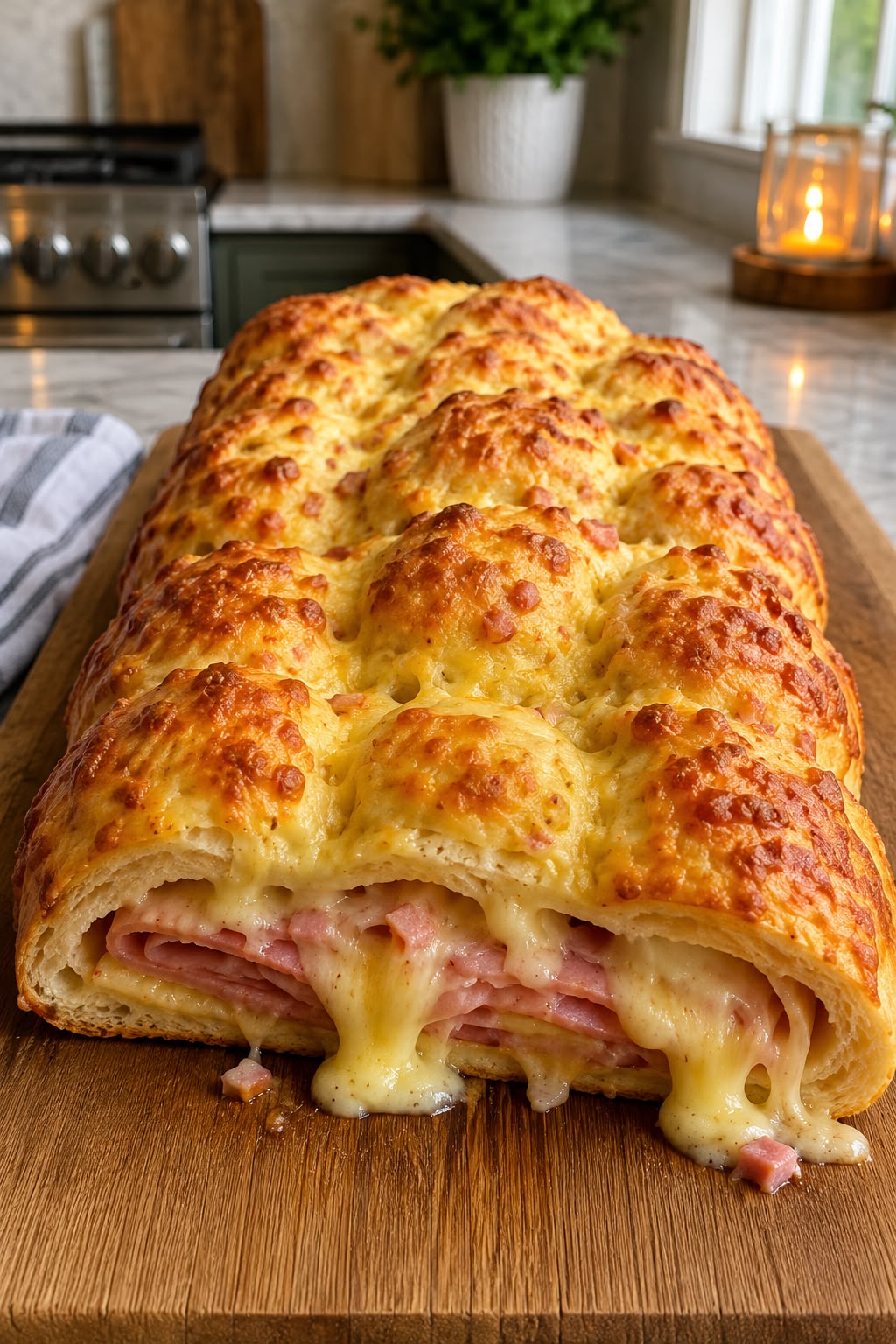 Cheesy ham stromboli 1 Cheesy ham stromboli