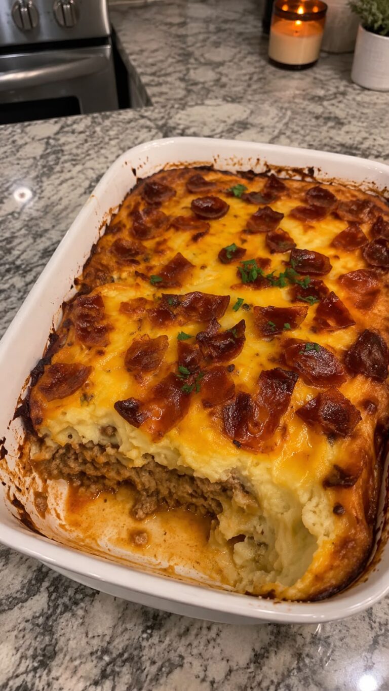 Cowboy meatloaf and potato casserole