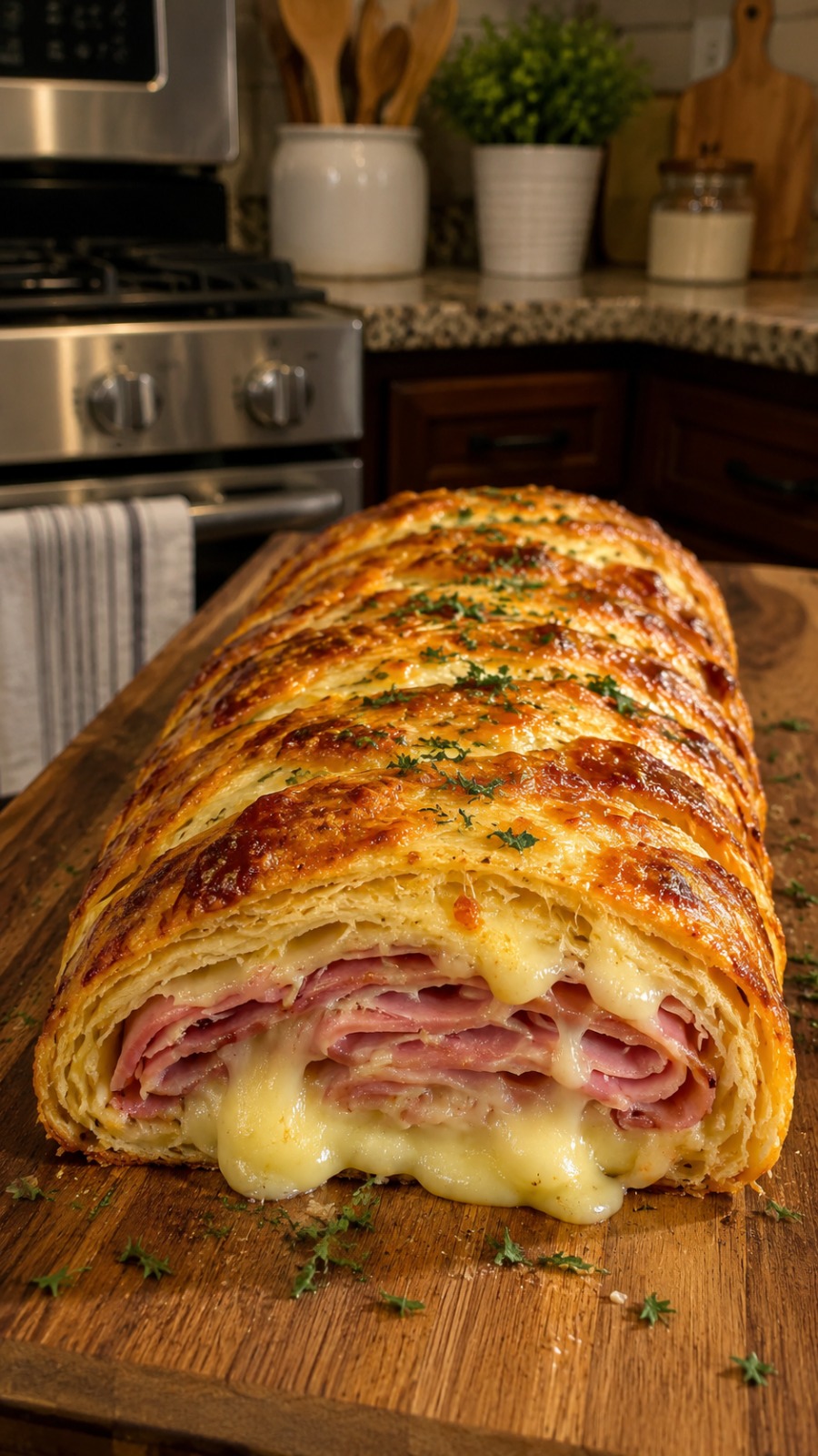 Ham and Cheese Puff Pastry Roll