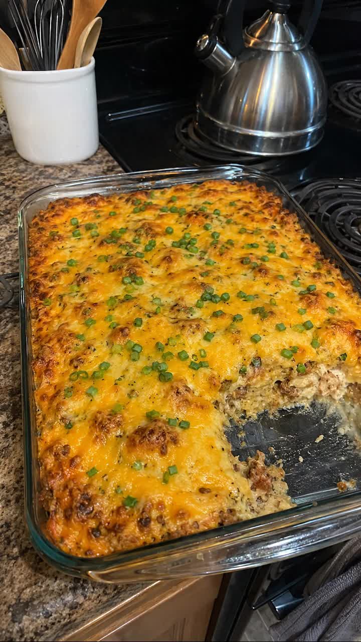 High-Protein Cheesy Beef & Bacon Casserole