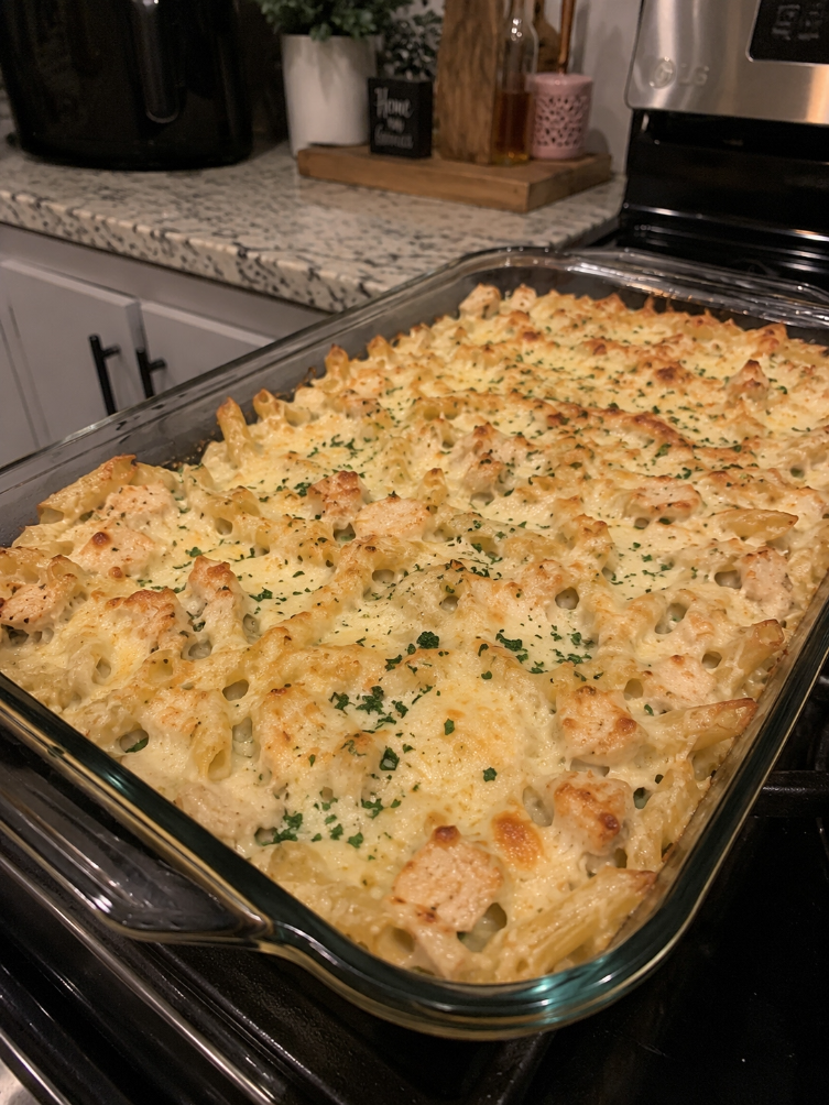 High-Protein Chicken Alfredo Casserole