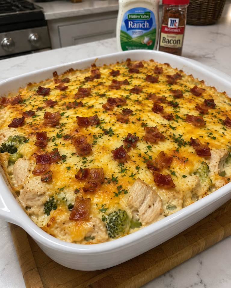 High-Protein Chicken Bacon Ranch Casserole