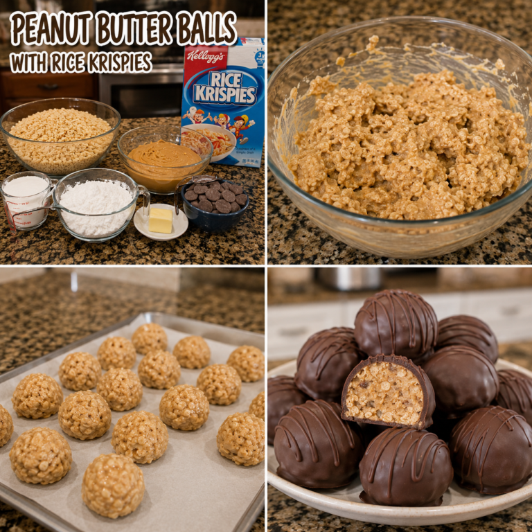 PEANUT BUTTER BALLS WITH RICE KRISPIES