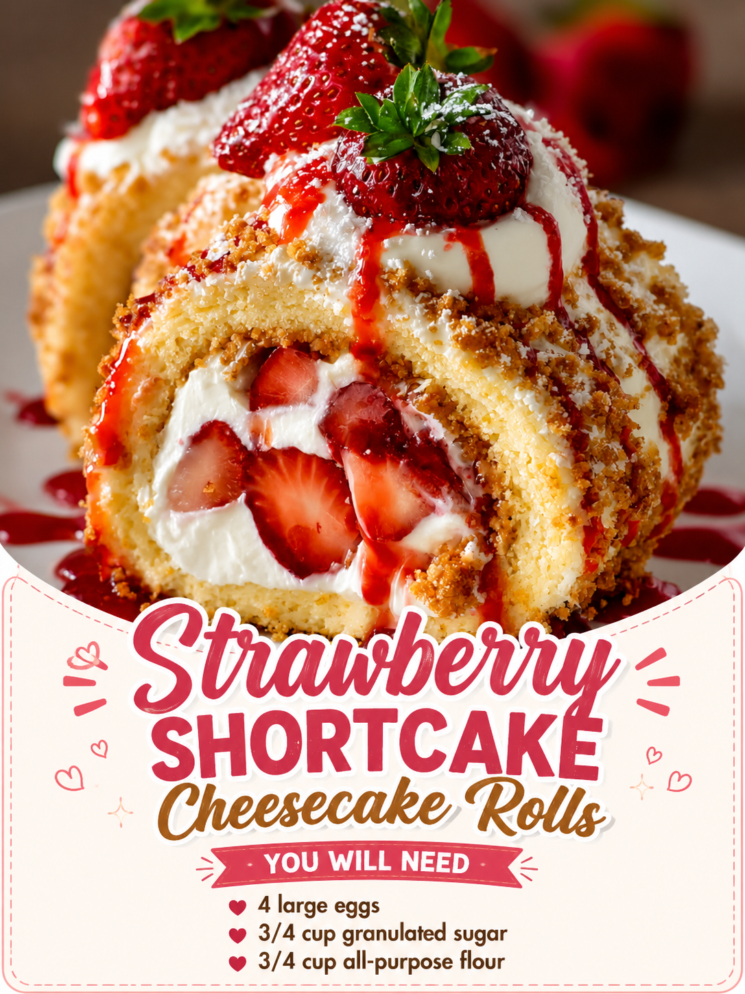 Strawberry SHORTCAKE Cheesecake Rolls 1 Strawberry SHORTCAKE Cheesecake Rolls